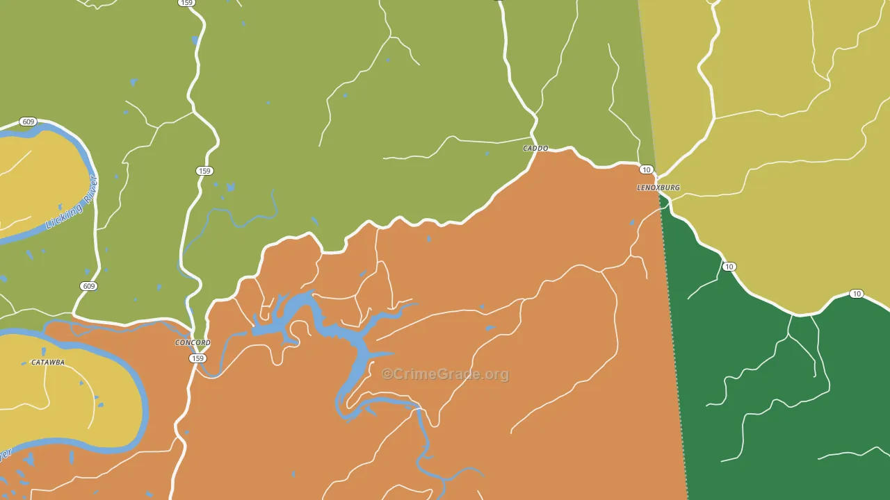 Caddo, KY Map of Assault Rates