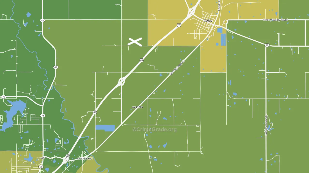 Caddo, OK Map of Assault Rates