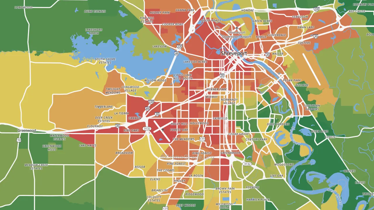 Caddo Parish, LA Map of Assault Rates