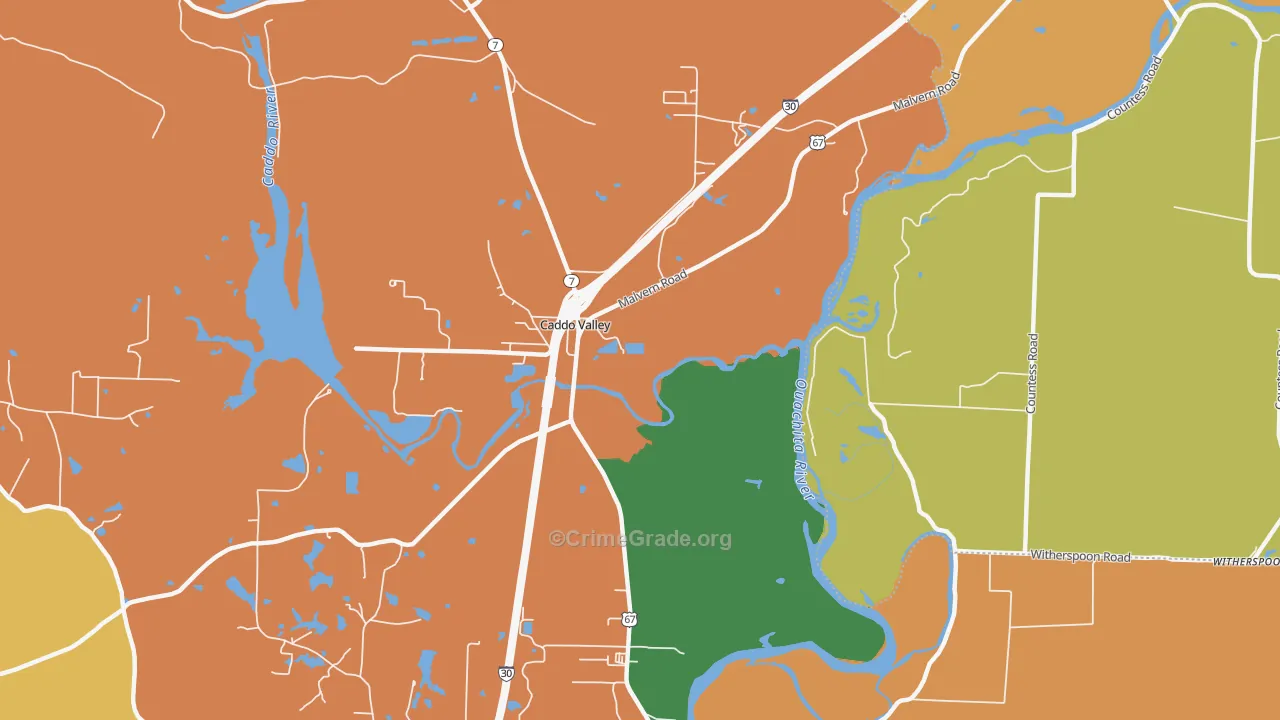 Caddo Valley, AR Map of Assault Rates