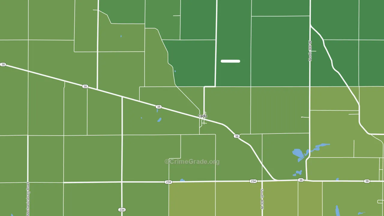Cadiz, IN Map of Assault Rates