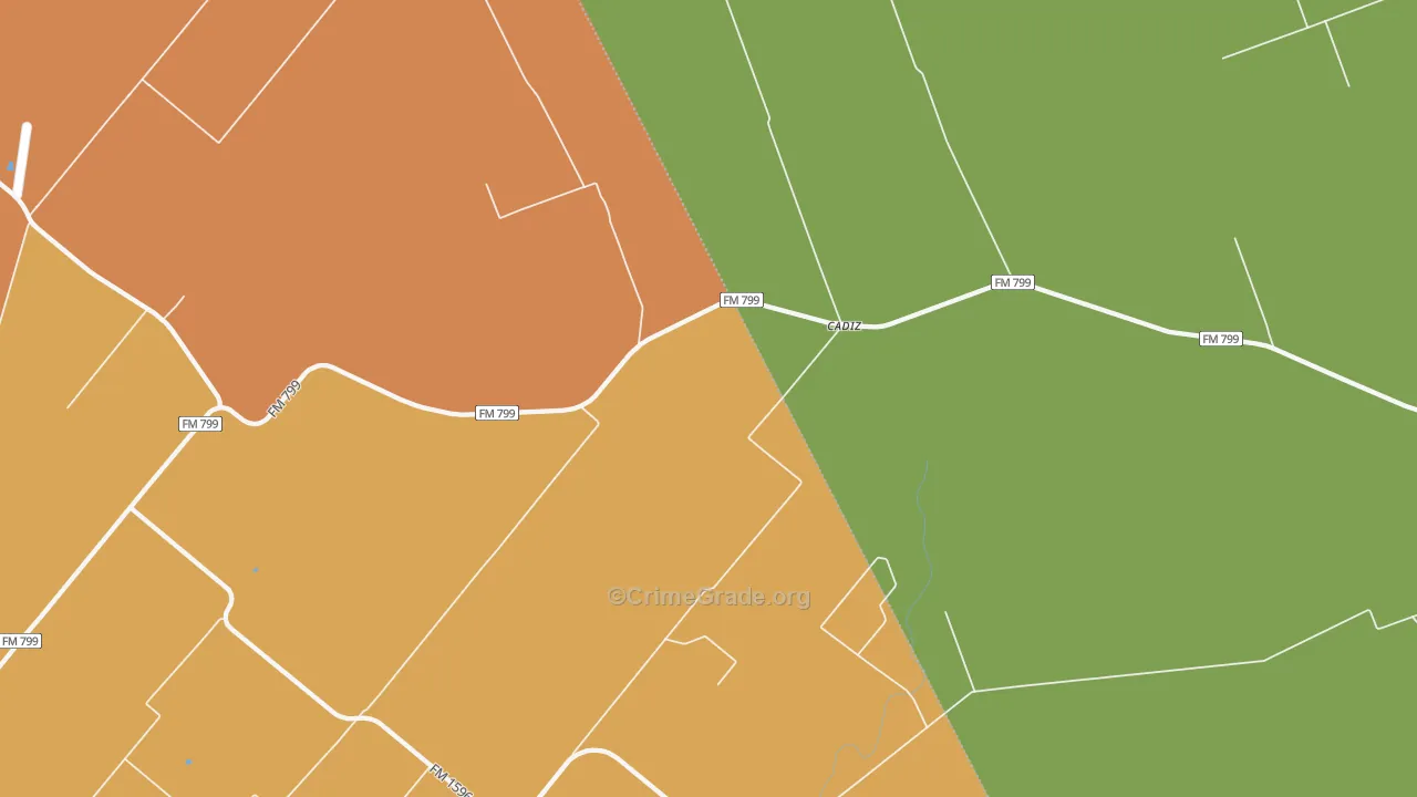 Cadiz, TX Map of Assault Rates