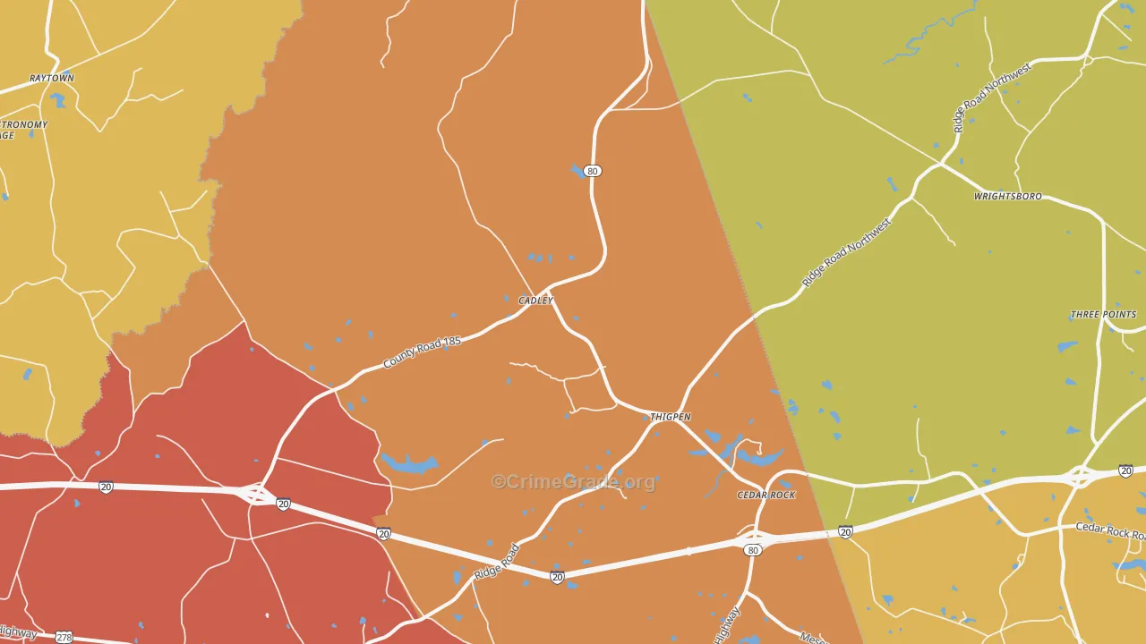 Cadley, GA Map of Assault Rates