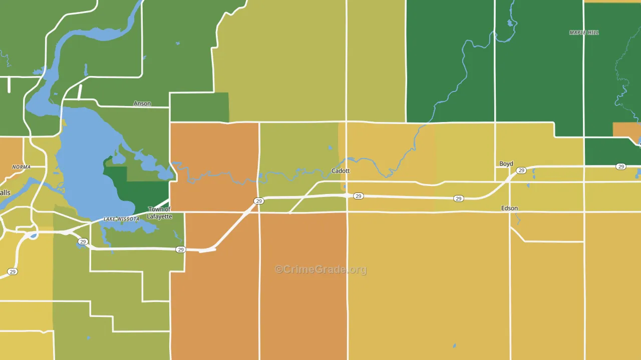 Cadott, WI Map of Assault Rates
