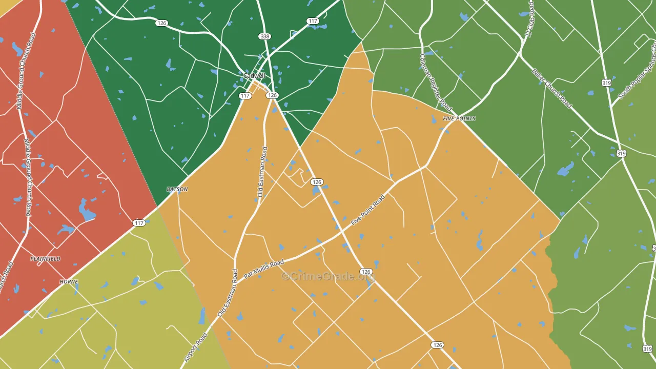 Cadwell, GA Map of Assault Rates
