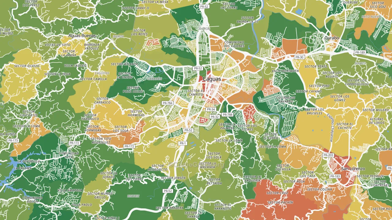 Caguas, PR Map of Assault Rates