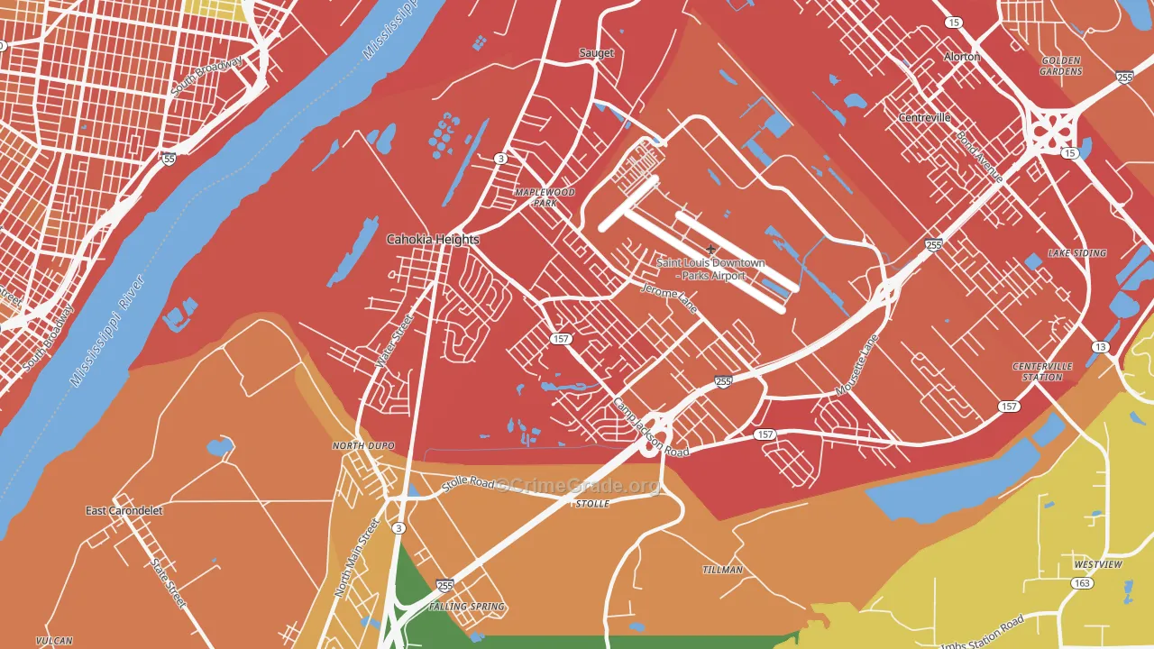 Cahokia, IL Map of Assault Rates