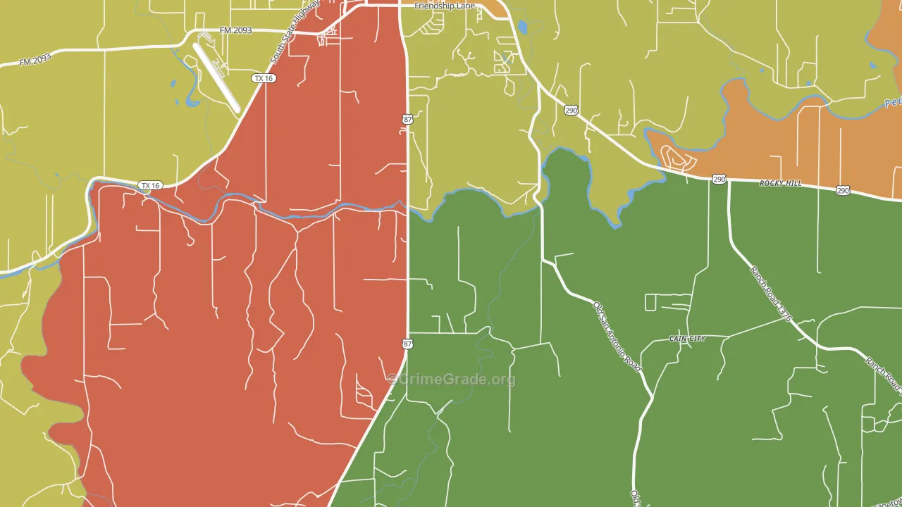 Cain City, TX Map of Assault Rates
