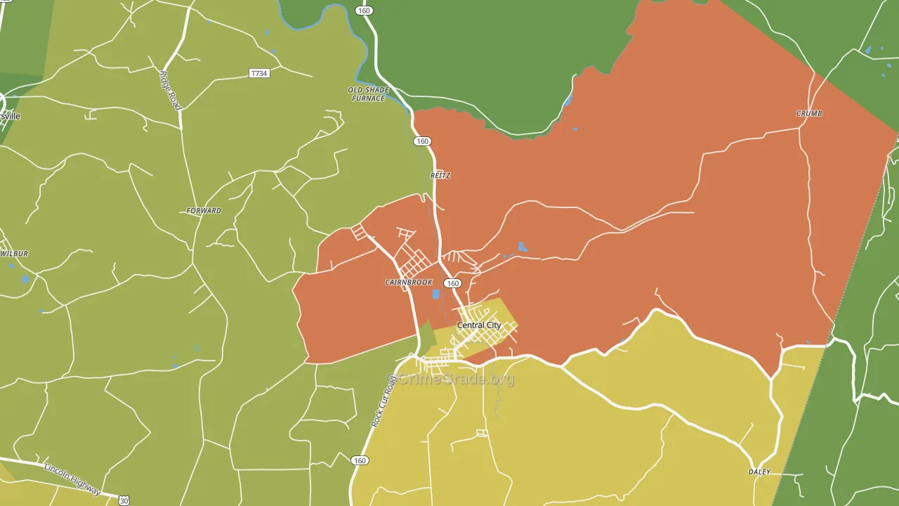 Cairnbrook, PA Map of Assault Rates
