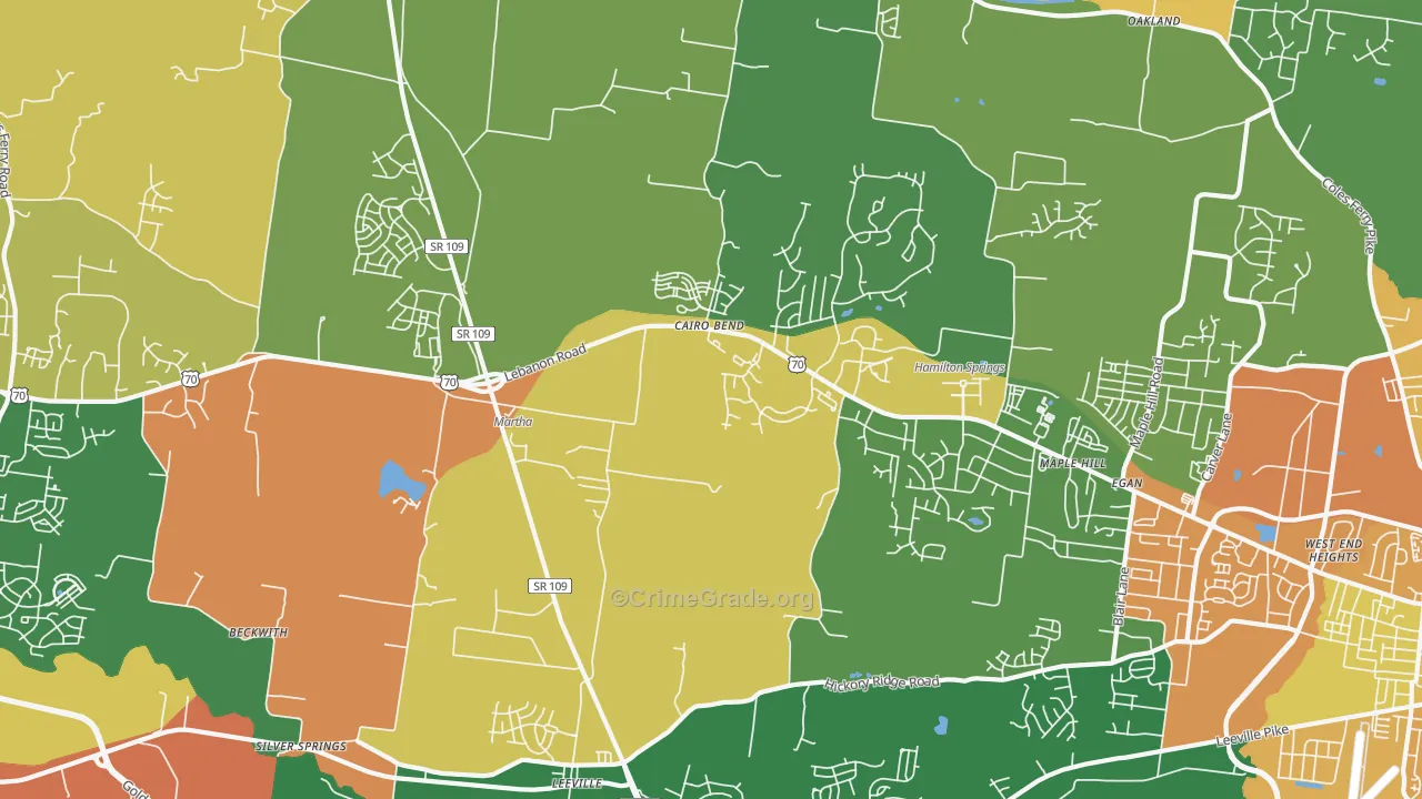 Cairo Bend, TN Map of Assault Rates