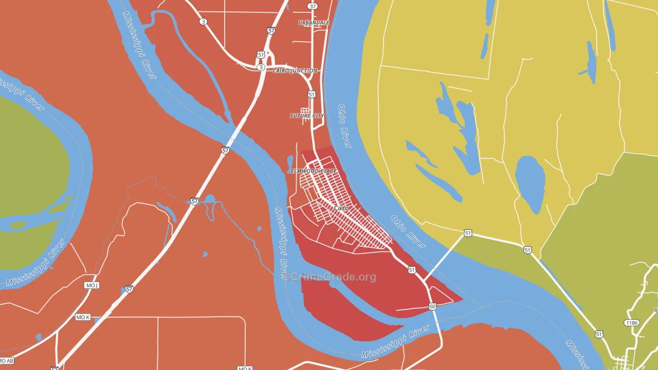 Cairo, IL Map of Assault Rates