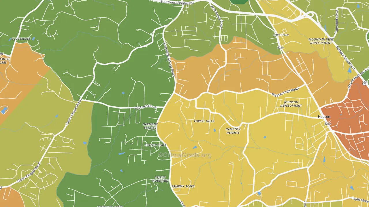 Cajahs Mountain, NC Map of Assault Rates