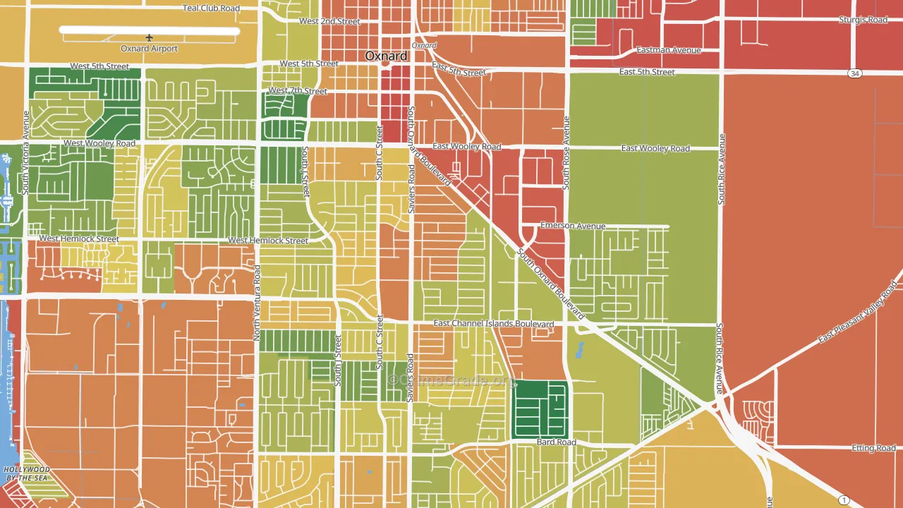 Cal-Gisler, Oxnard, CA Map of Assault Rates