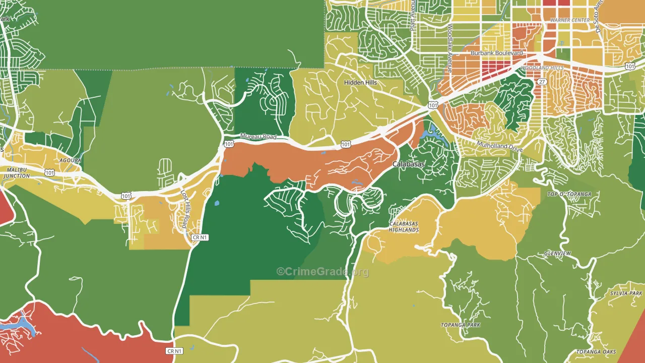 Calabasas, CA Map of Assault Rates