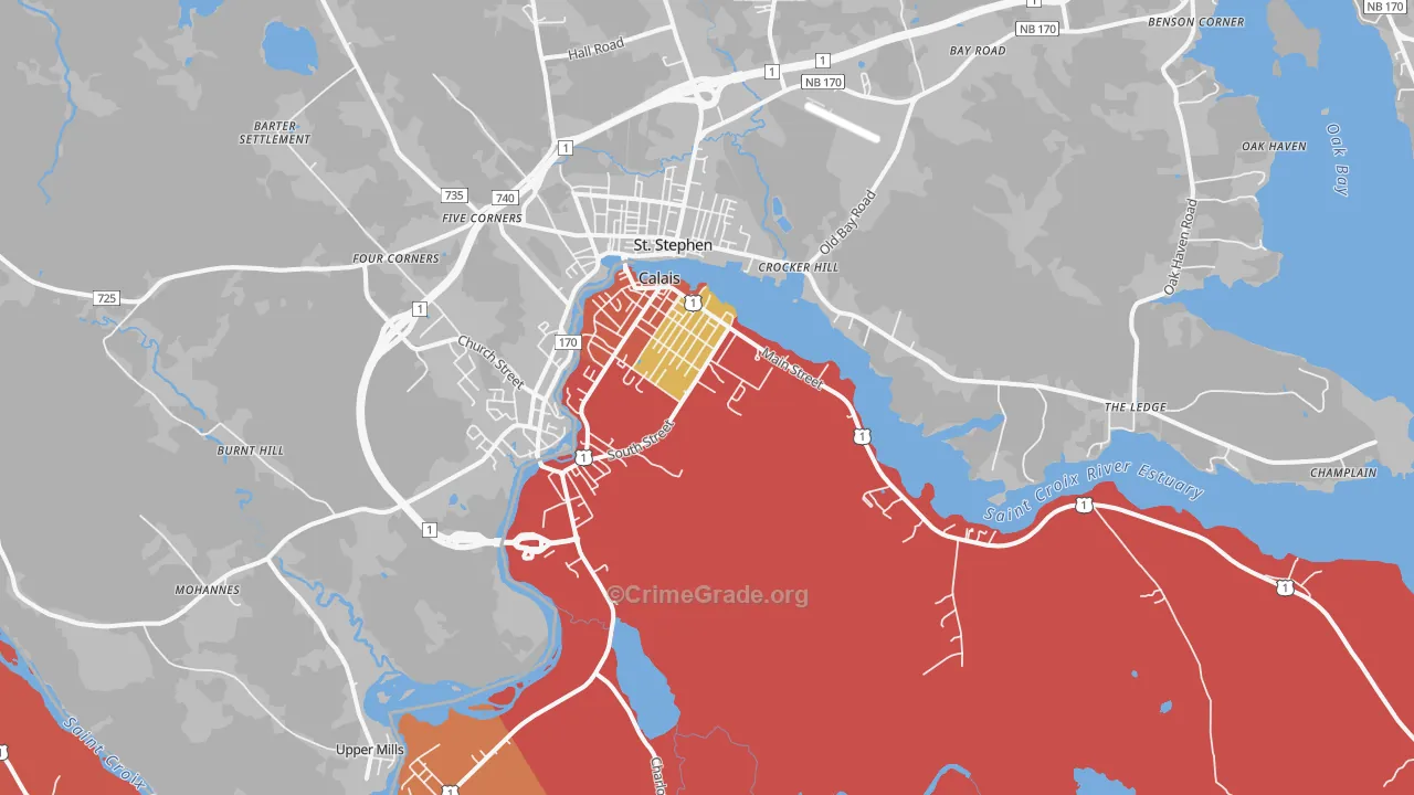 Calais, ME Map of Assault Rates