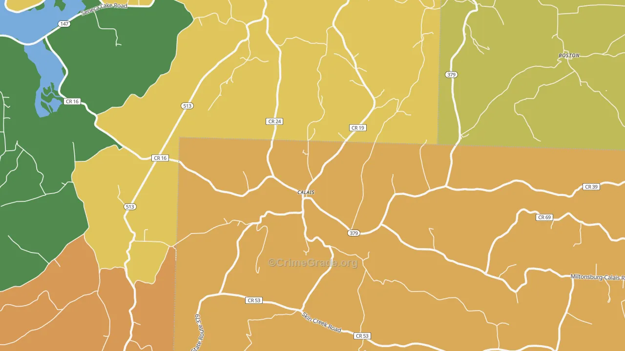 Calais, OH Map of Assault Rates