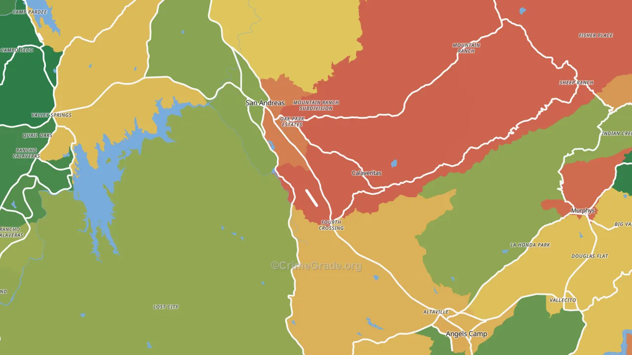 Calaveras County, CA Map of Assault Rates