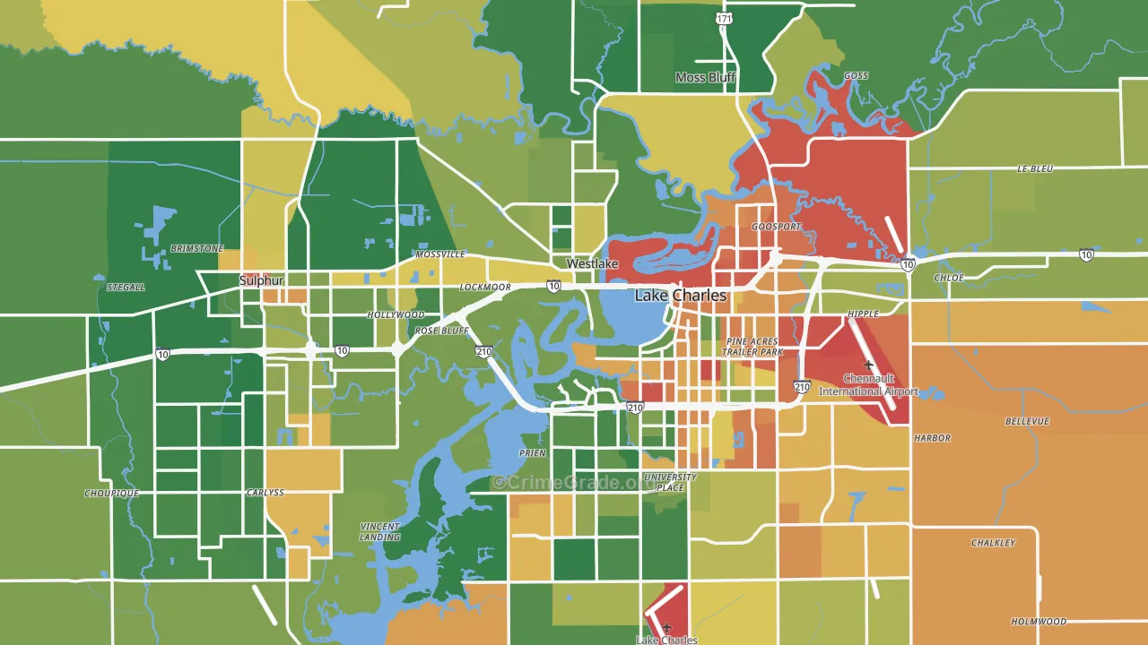 Calcasieu Parish, LA Map of Assault Rates
