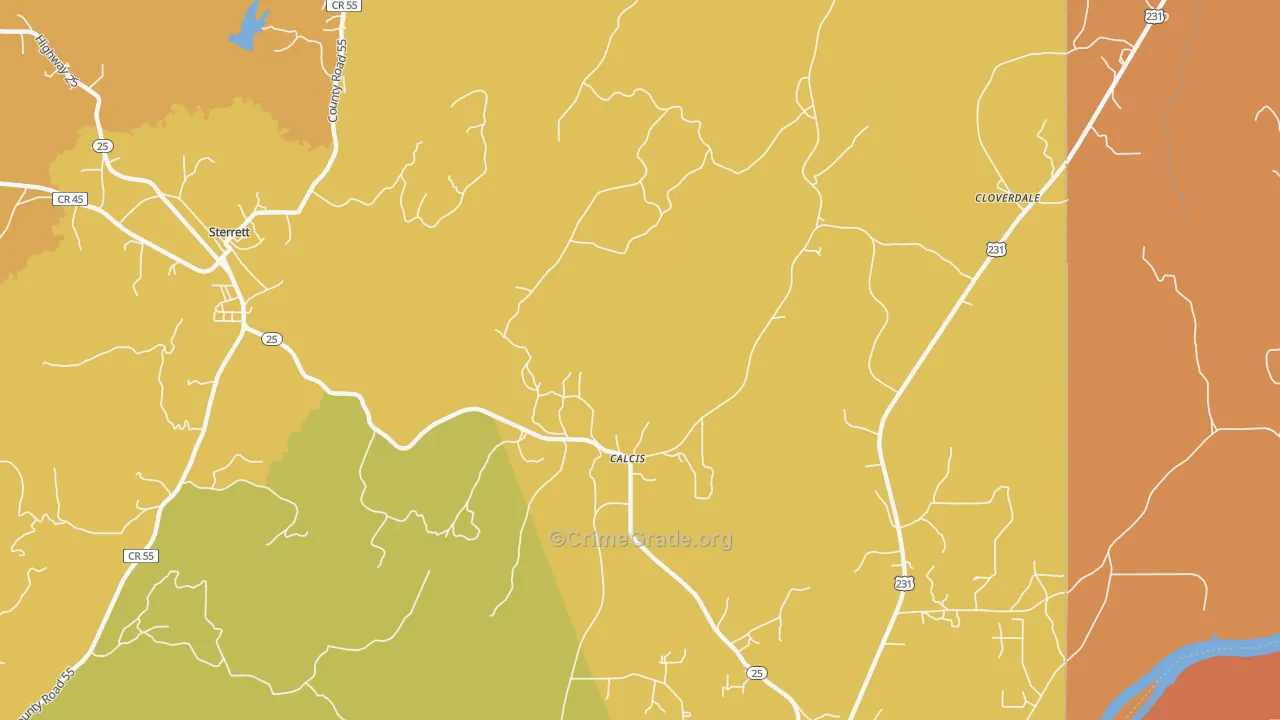 Calcis, AL Map of Assault Rates