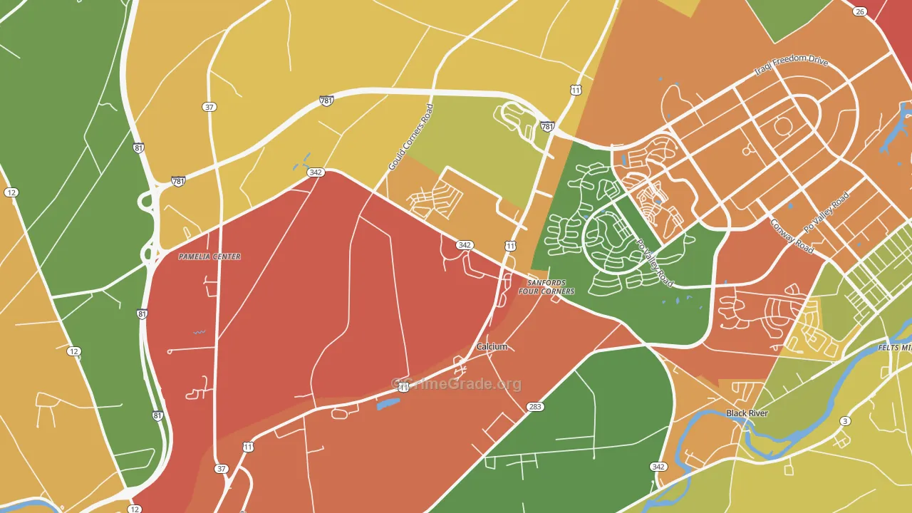 Calcium, NY Map of Assault Rates