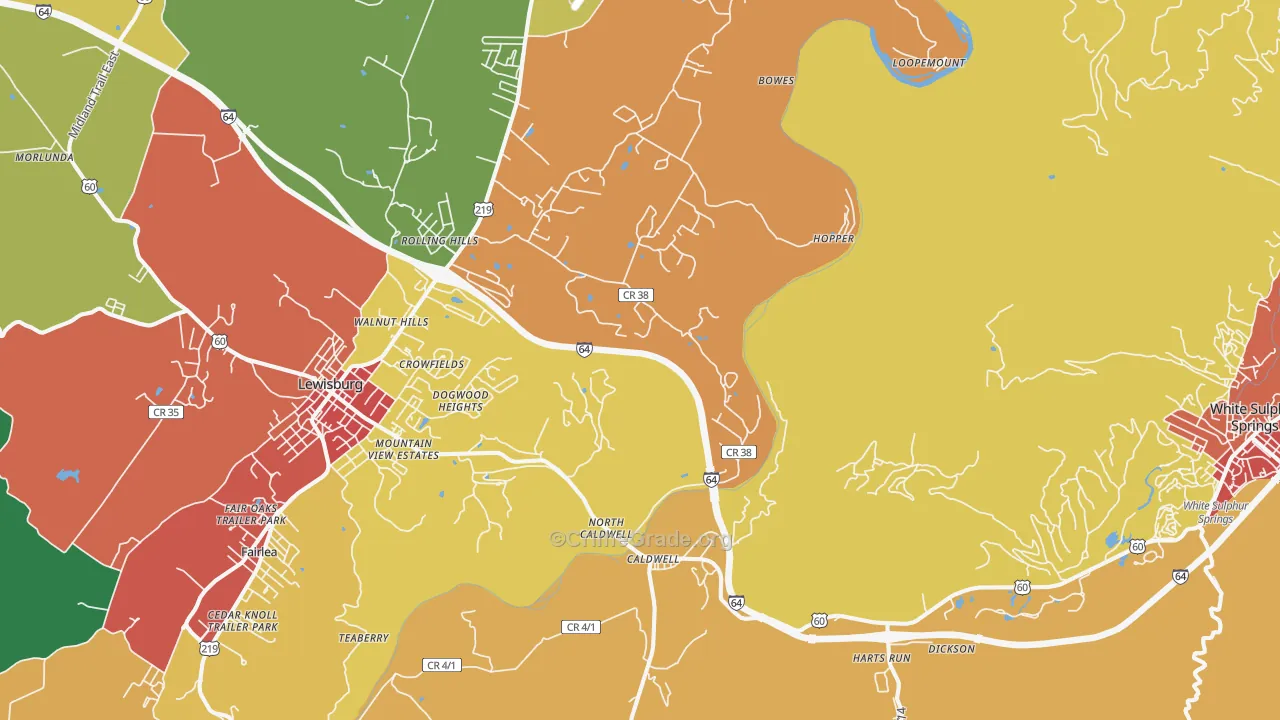 Caldwell, WV Map of Assault Rates