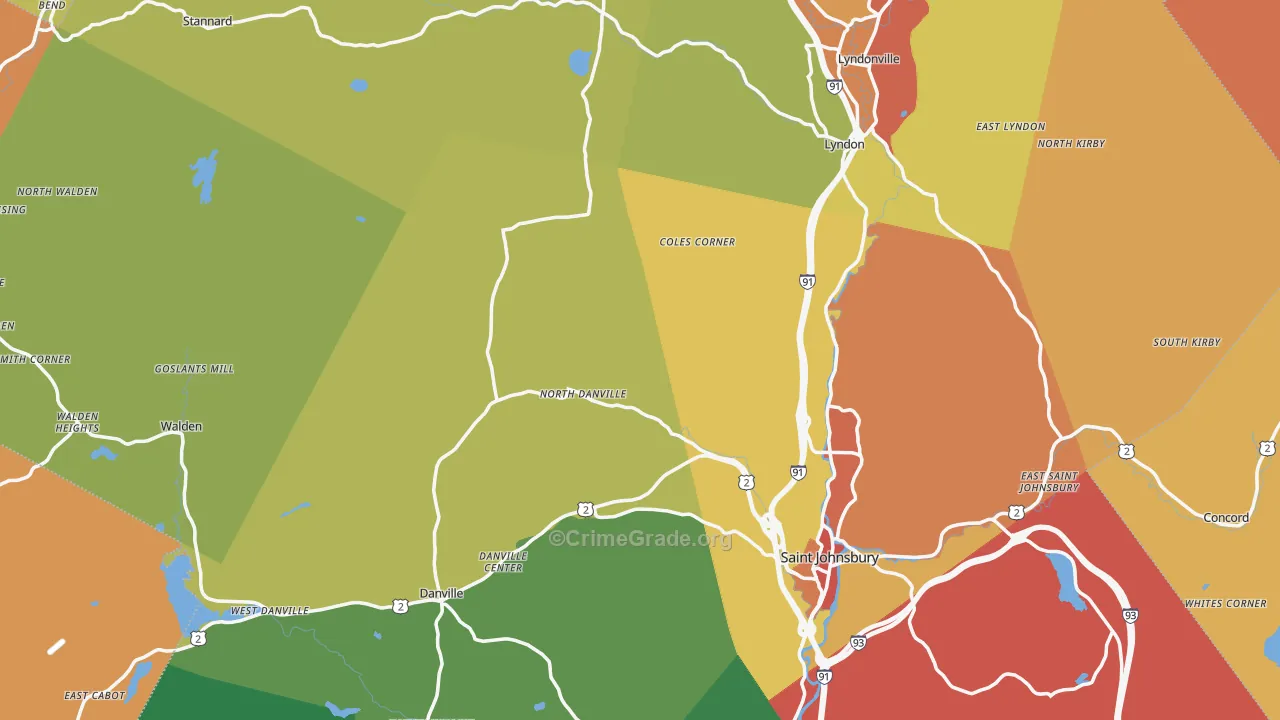 Caledonia County, VT Map of Assault Rates