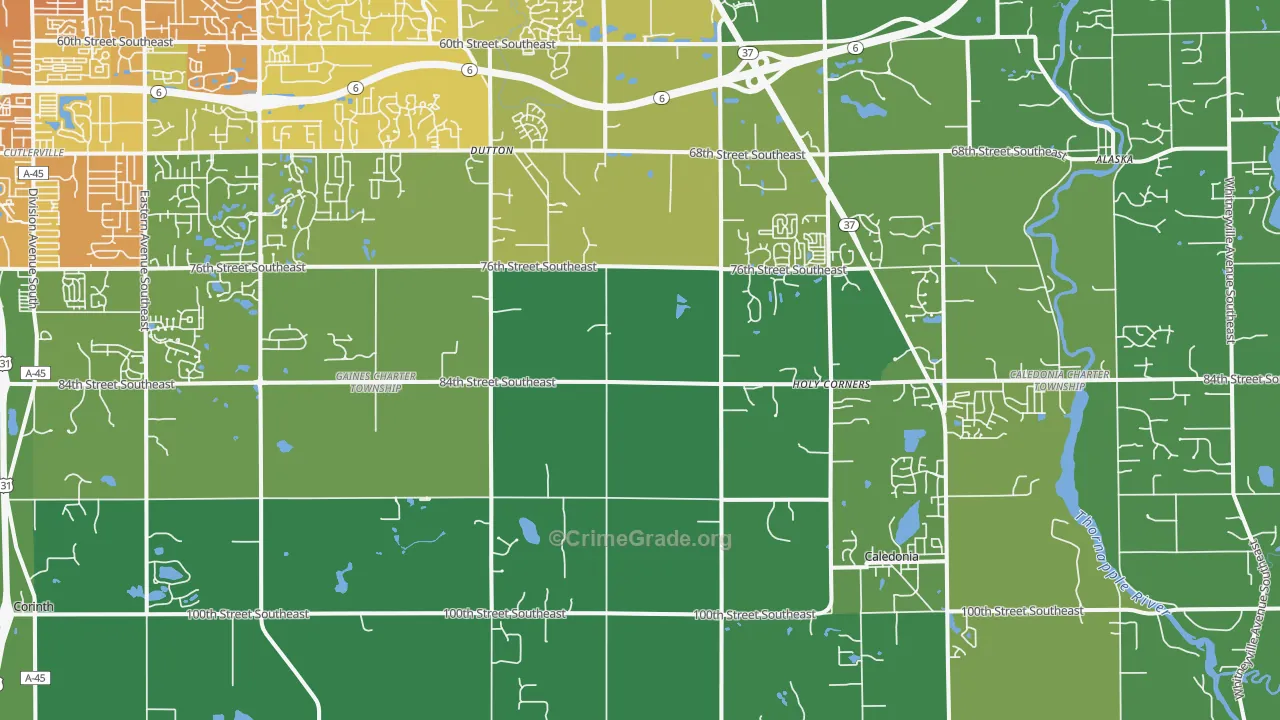 Caledonia, MI Map of Assault Rates