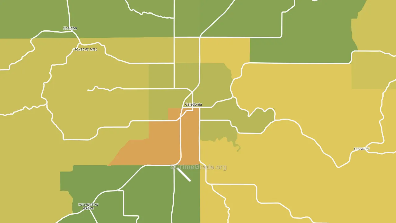 Caledonia, MN Map of Assault Rates
