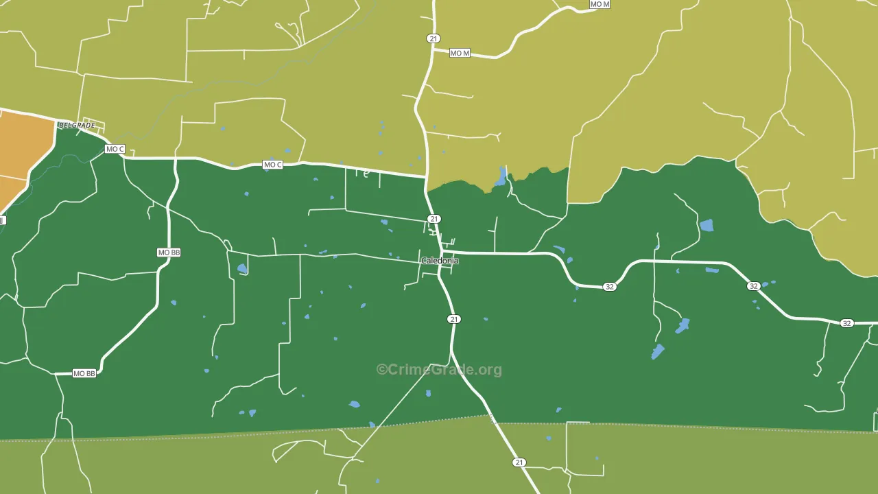 Caledonia, MO Map of Assault Rates