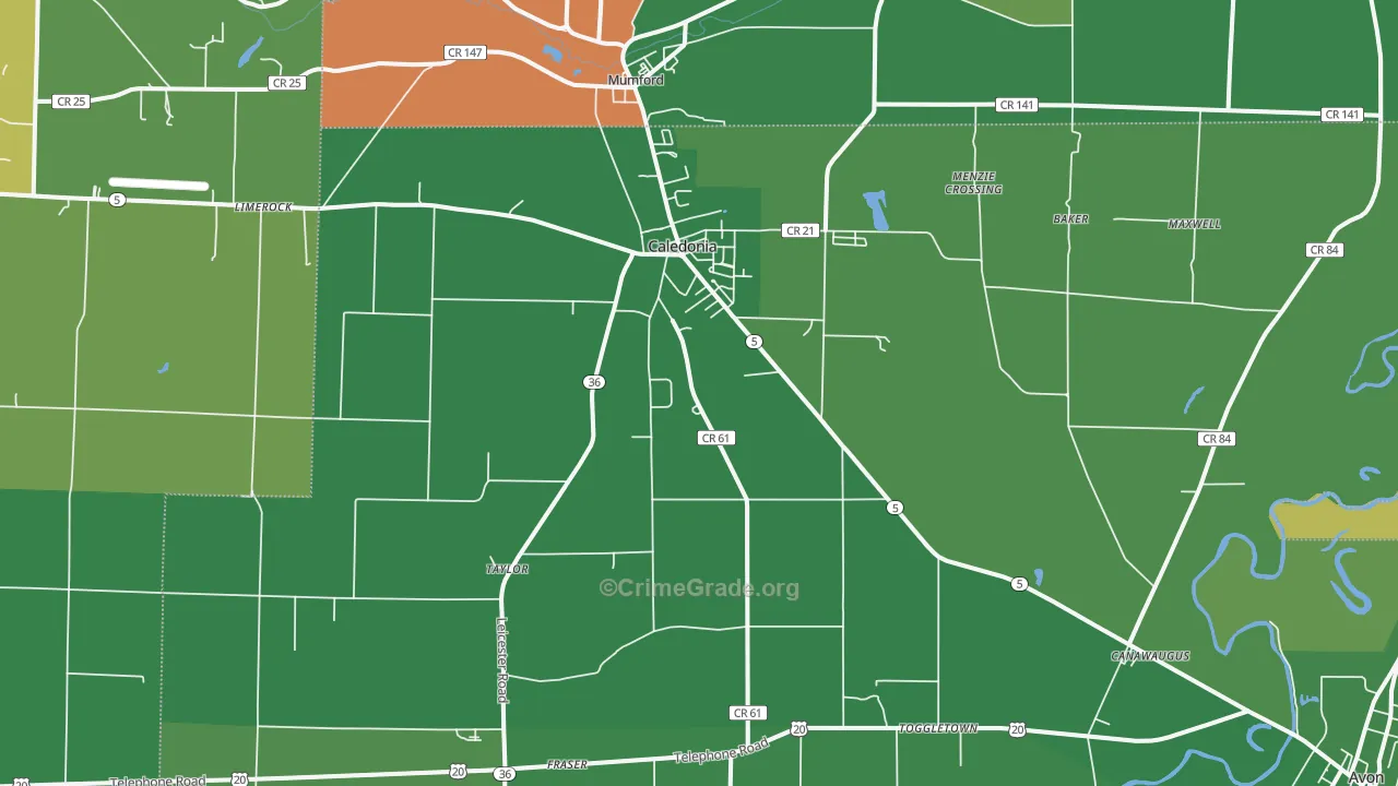 Caledonia, NY Map of Assault Rates