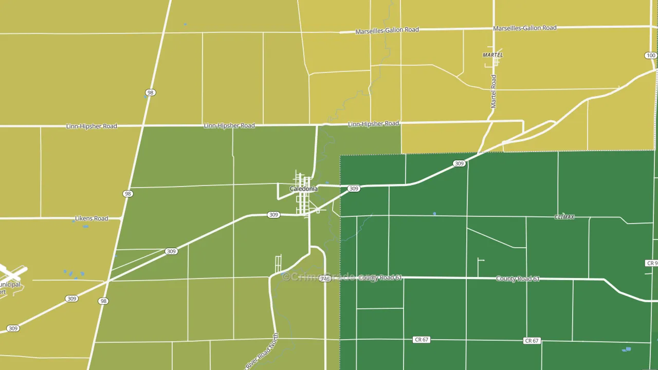 Caledonia, OH Map of Assault Rates