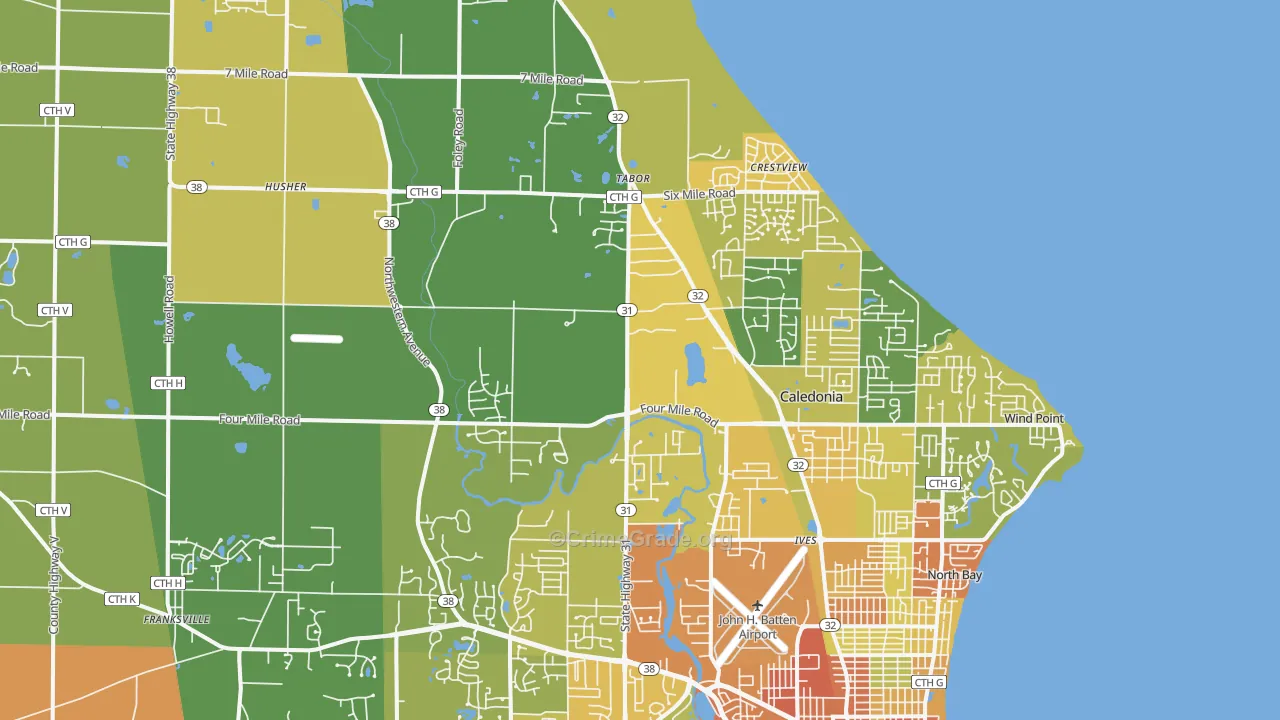 Caledonia, WI Map of Assault Rates