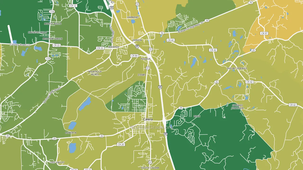 Calera, AL Map of Assault Rates