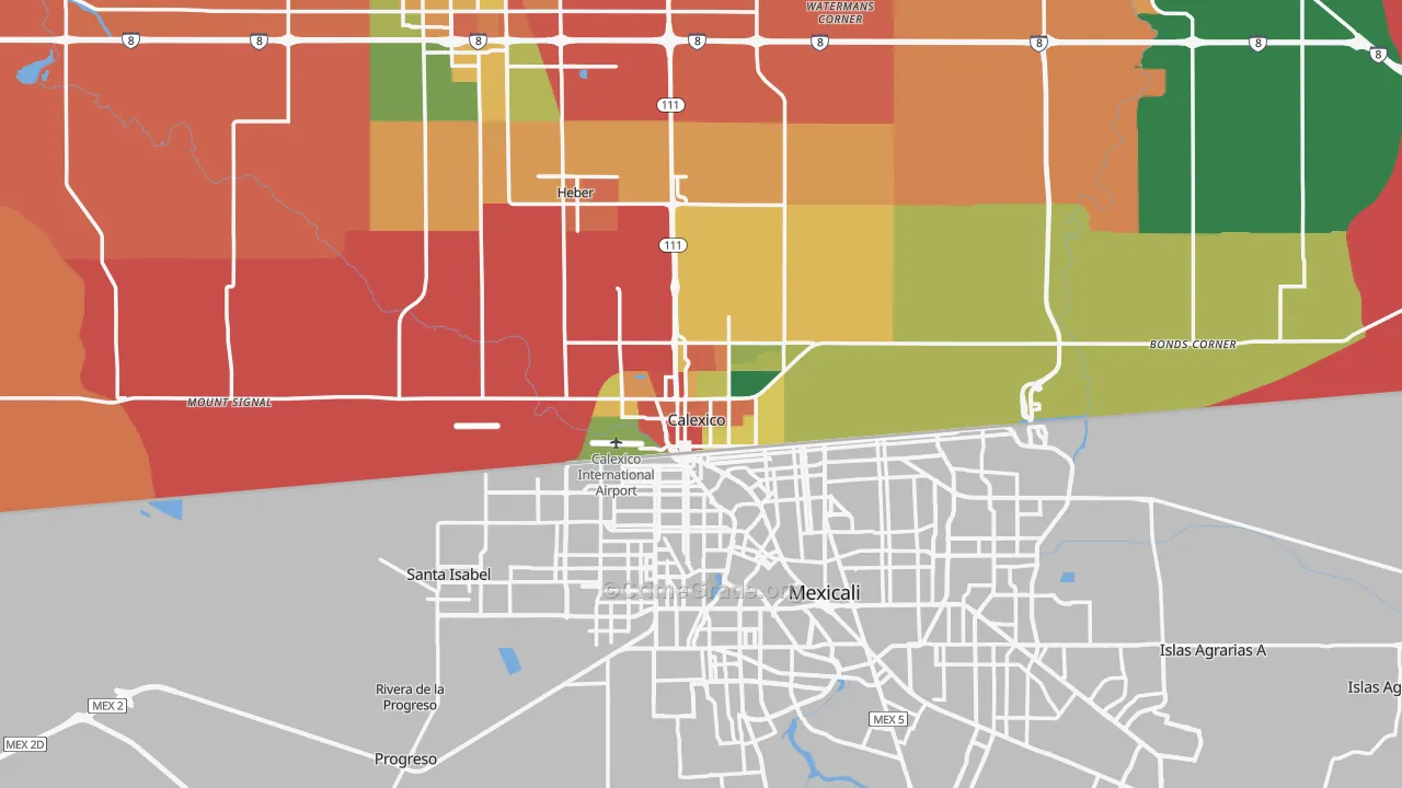 Calexico, CA Map of Assault Rates