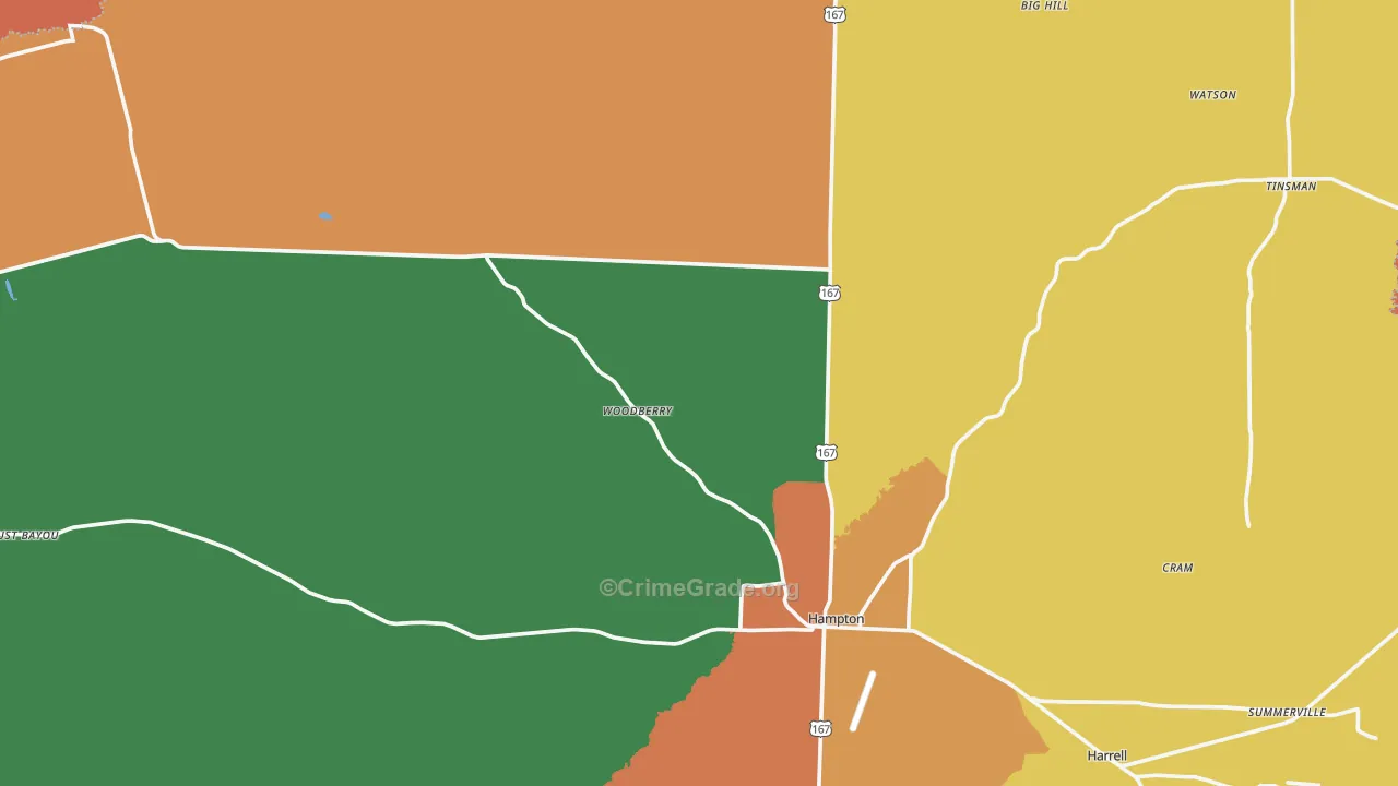 Calhoun County, AR Map of Assault Rates