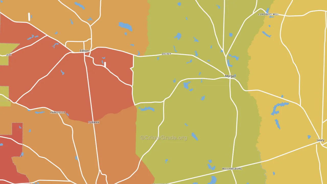 Calhoun County, GA Map of Assault Rates