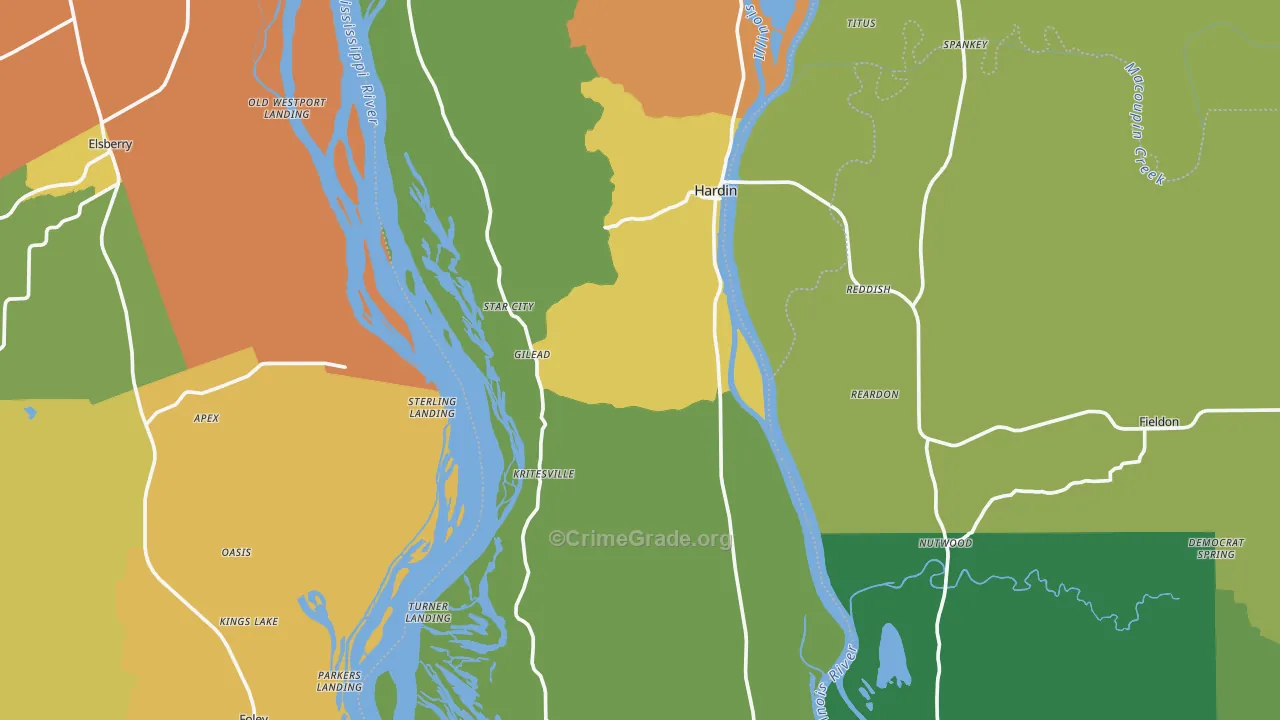 Calhoun County, IL Map of Assault Rates