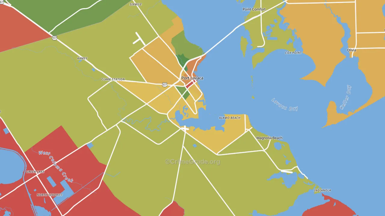 Calhoun County, TX Map of Assault Rates