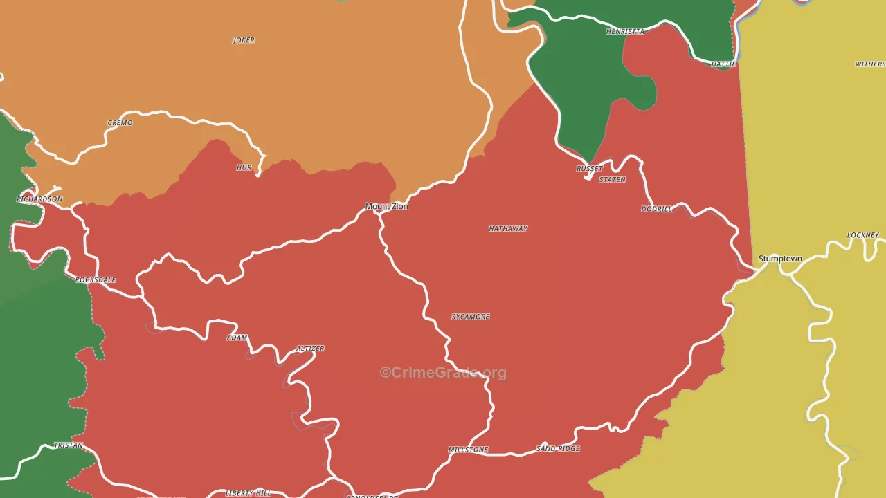 Calhoun County, WV Map of Assault Rates