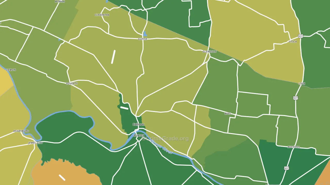 Calhoun, KY Map of Assault Rates