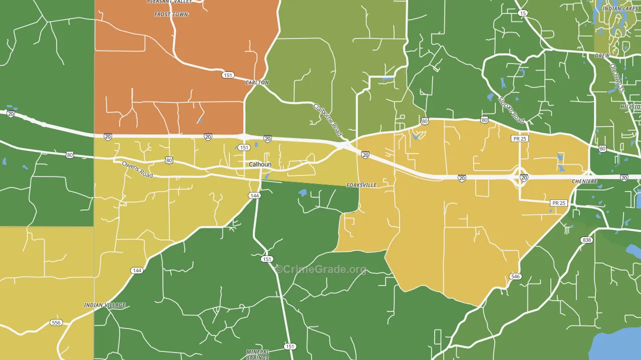 Calhoun, LA Map of Assault Rates