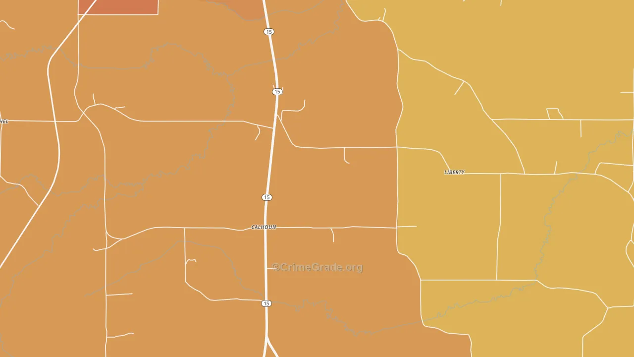 Calhoun, MS Map of Assault Rates
