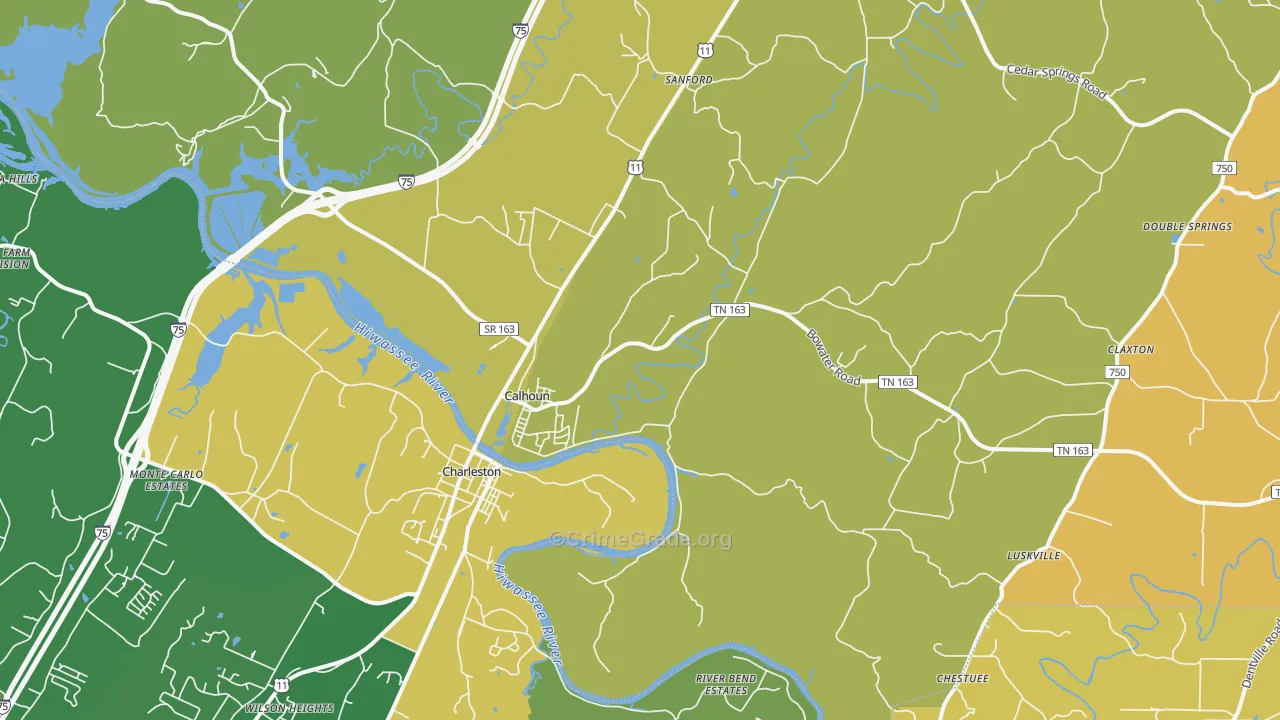 Calhoun, TN Map of Assault Rates