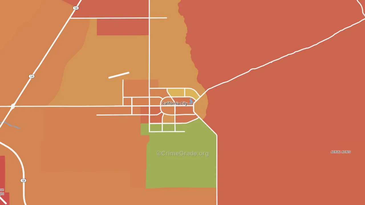 California City, CA Map of Assault Rates