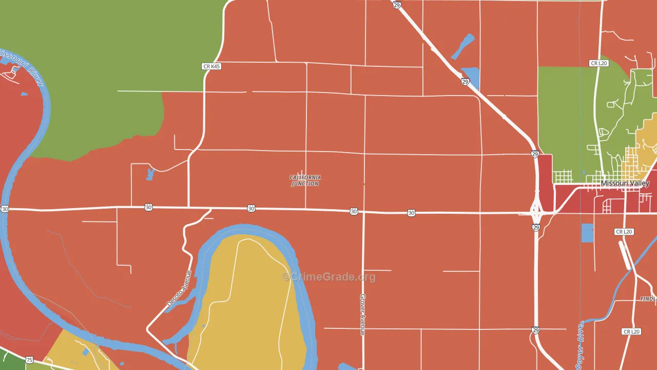 California Junction, IA Map of Assault Rates