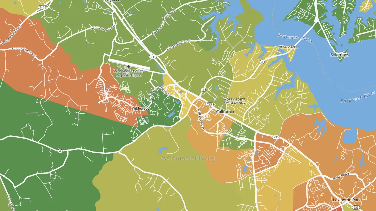 California, MD Map of Assault Rates