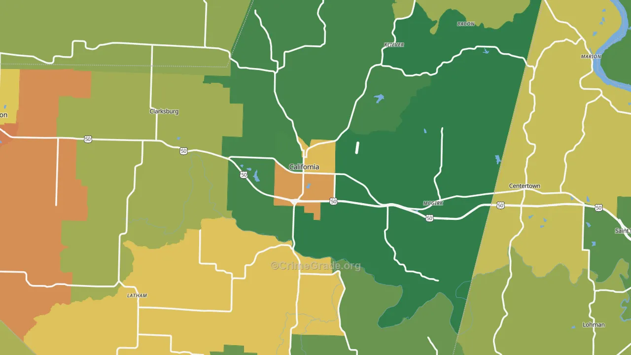 California, MO Map of Assault Rates