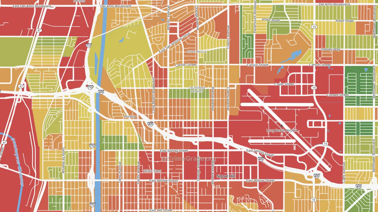 Californial Heights, Long Beach, CA Map of Assault Rates