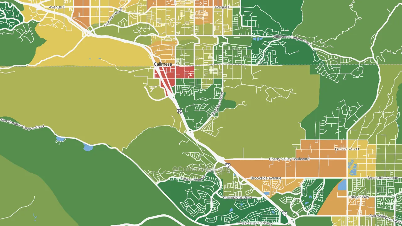 Calimesa, CA Map of Assault Rates