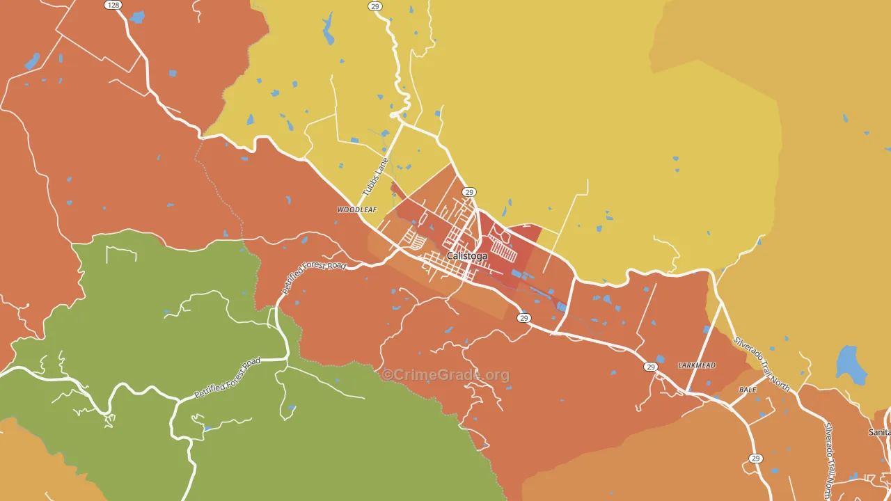 Calistoga, CA Map of Assault Rates